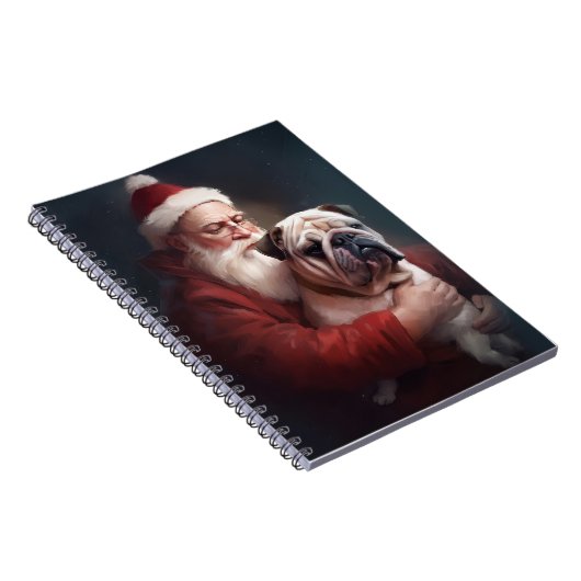 Bulldog mit Weihnachtsmann Notizblock (Rechte Seite)