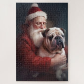 Bulldog mit Weihnachtsmann Puzzle (Vertikal)