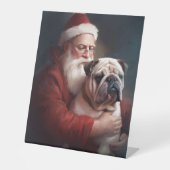 Bulldog mit Weihnachtsmann Sockelschild (Vorderseite)