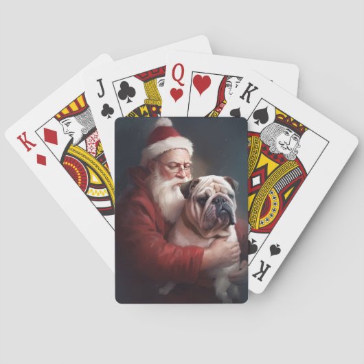 Bulldog mit Weihnachtsmann Spielkarten (Rückseite)