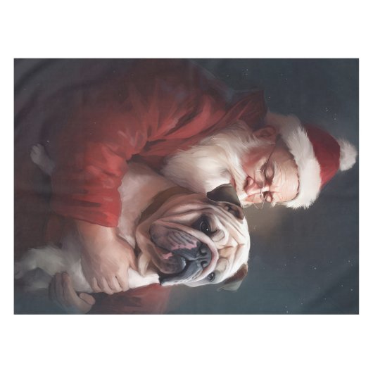 Bulldog mit Weihnachtsmann Tischdecke (Vorderseite (Horizontal))