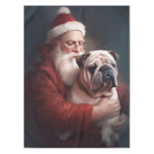 Bulldog mit Weihnachtsmann Tischdecke (Vorderseite)
