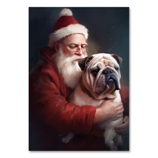 Bulldog mit Weihnachtsmann Tischnummer (Vorderseite)