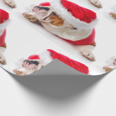 BULLDOG MIT Weihnachtsmannmütze CHRISTMAS Wrapping Geschenkpapier (Ecke)