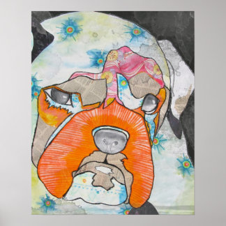 Bulldog Mixed Media Collage Poster