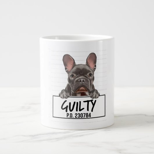 Bulldog Mugshot Guilty Dog Jumbo-Tasse (Vorderseite)