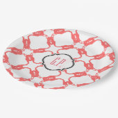 Bulldog-Muster Platin Pappteller (Schrägansicht)