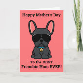 Bulldog-Muttertagskarte der männlichen Schwarzen Karte (Vorderseite)