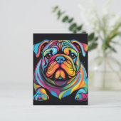 Bulldog Niedlich und lebendig Postkarte (Stehend Vorderseite)