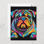 Bulldog Niedlich und lebendig Postkarte (Vorne/Hinten)