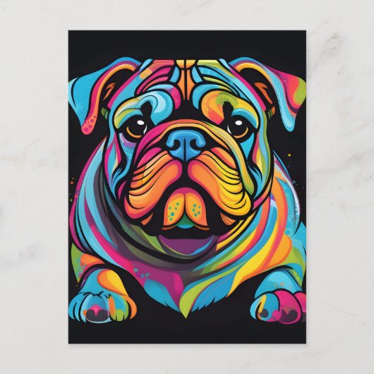Bulldog Niedlich und lebendig Postkarte (Vorderseite)