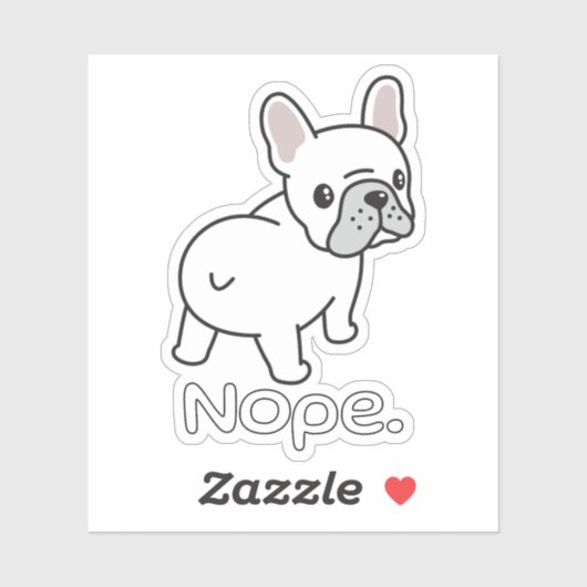 Bulldog, Nope.Funny Aufkleber (Blatt)