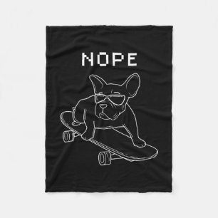 Bulldog Nope Reiten Auf dem Skateboard Cool Frankr Fleecedecke