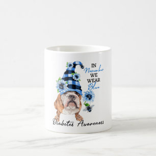 Bulldog November Wir tragen Blaues Diabetes-Bewuss Kaffeetasse