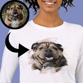 Bulldog oder Ihr Foto Grunge Hund Mama Tan & White Tri-Blend Shirt