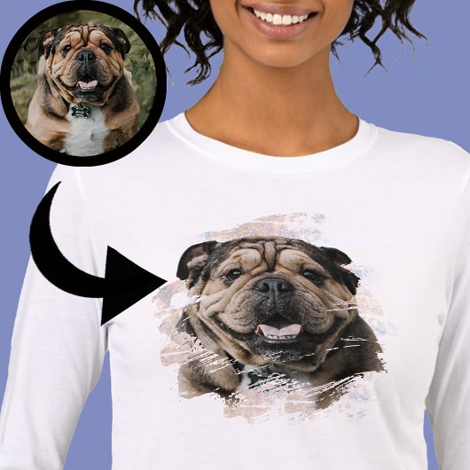 Bulldog oder Ihr Foto Grunge Hund Mama Tan & White Tri-Blend Shirt