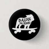Bulldog on Board Skateboarding Dog Silhouette Button (Vorderseite)
