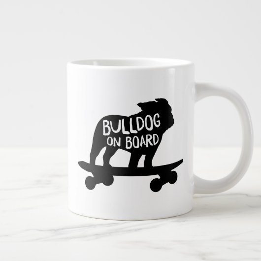 Bulldog on Board Skateboarding Dog Silhouette Jumbo-Tasse (Rechts)