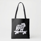 Bulldog on Board Skateboarding Dog Silhouette Tasche (Vorderseite)