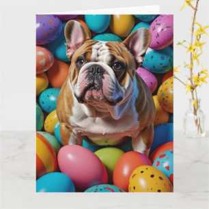 Bulldog-Osterhasen-Eier Karte