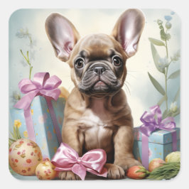 Bulldog Ostern Quadratischer Aufkleber