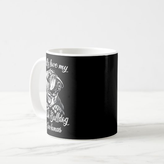 Bulldog Outfit-Liebe Mein englischer Bulldog Kaffeetasse (Vorderseite Links)