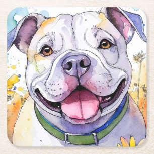 Bulldog Paper-Untersetzer Rechteckiger Pappuntersetzer