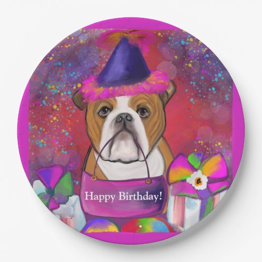 Bulldog Pappteller (Vorderseite)