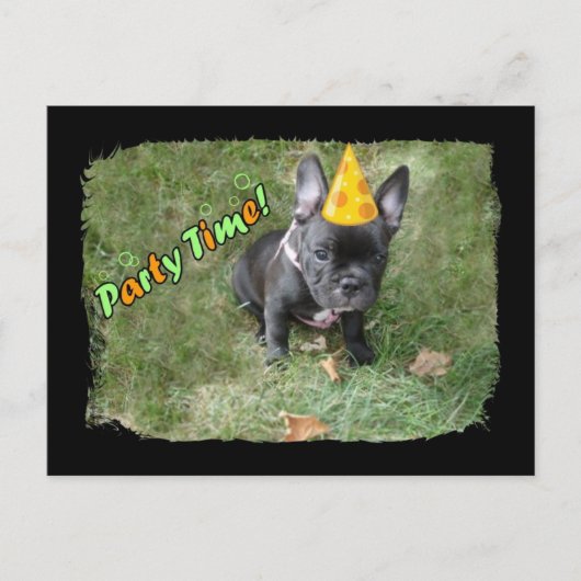 Bulldog-Party Einladung Postkarte (Vorderseite)