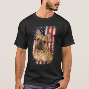 Bulldog - Patriotische amerikanische Flagge am 4. T-Shirt