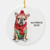 Bulldog Personalisiert Dog Lover Weihnachten Keramik Ornament (Hinten)