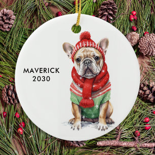 Bulldog Personalisiert Dog Lover Weihnachten Keramik Ornament