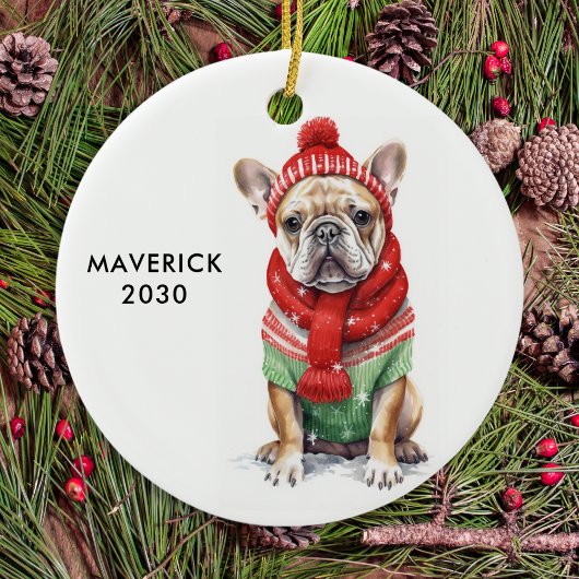 Bulldog Personalisiert Dog Lover Weihnachten Keramik Ornament