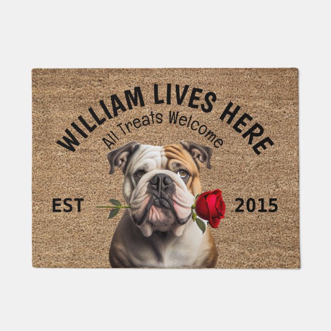 Bulldog Personalisiert Hund Lover Doormat Fußmatte (Vorderseite)