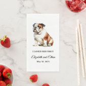 Bulldog Personalisiert Hunde Hochzeit Serviette (Beispiel)