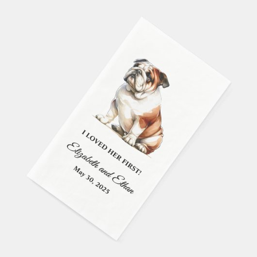 Bulldog Personalisiert Hunde Hochzeit Serviette (Ecke)