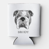 Bulldog Personalisierte Hand Zeichnend Dosenkühler (Vorderseite)