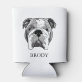 Bulldog Personalisierte Hand Zeichnend Dosenkühler (Rückseite)
