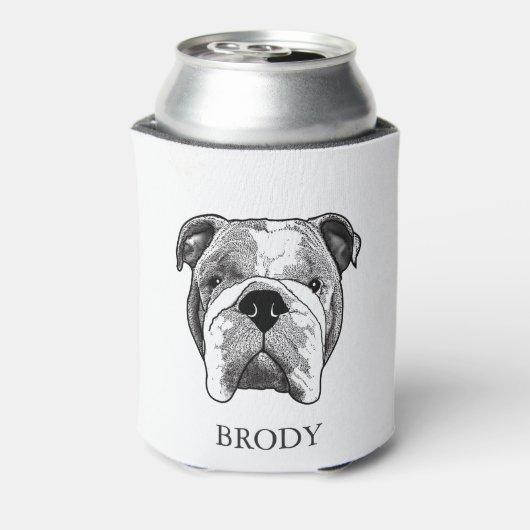 Bulldog Personalisierte Hand Zeichnend Dosenkühler (Kanne Rückseite)
