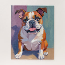 Bulldog Pet Painting Whimsical Watercolor Dog Puzzle