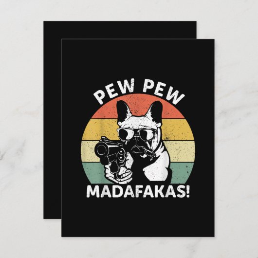 Bulldog Pew Madafakas Crazy Pew Dankeskarte (Vorne/Hinten)