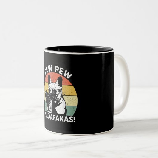 Bulldog Pew Madafakas Crazy Pew Zweifarbige Tasse (VorderseiteRechts)