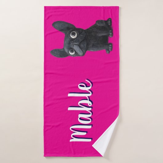 Bulldog Pink personalisierte Hunde Badehandtuch (Badehandtuch)