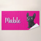 Bulldog Pink personalisierte Hunde Badehandtuch (Badehandtuch)