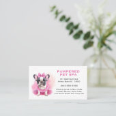 Bulldog Pink Pet Groomer Wellness-Center Visitenkarte (Stehend Vorderseite)