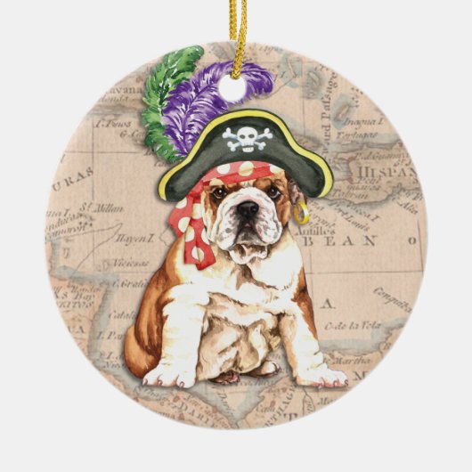 Bulldog Pirate Keramik Ornament (Vorne)