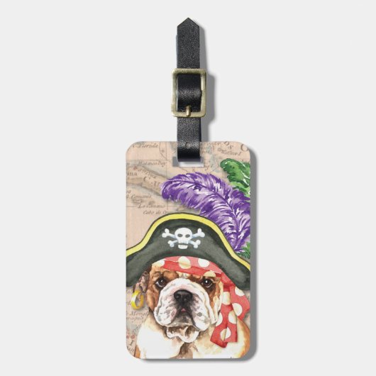 Bulldog Pirate Luggage Tag Gepäckanhänger (Vorderseite vertikal)