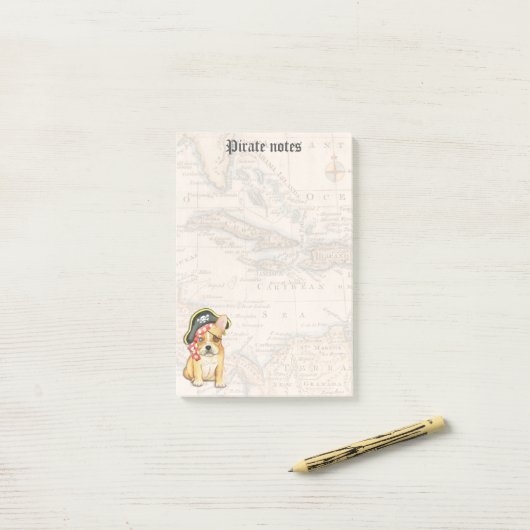 Bulldog Pirate Post-it Klebezettel (Auf Schreibtisch)