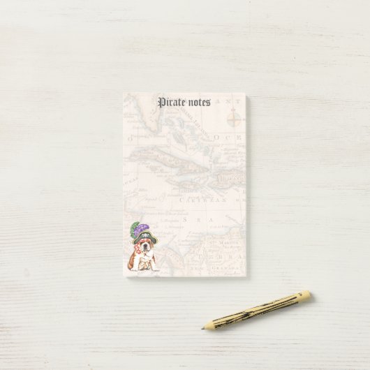 Bulldog Pirate Post-it Klebezettel (Auf Schreibtisch)