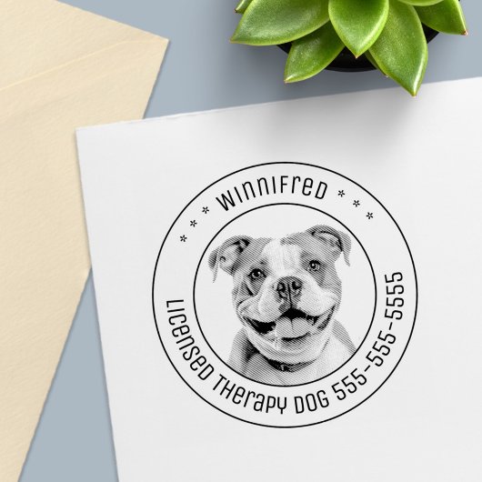 Bulldog Pit Bull Dog Foto Runde Permastempel